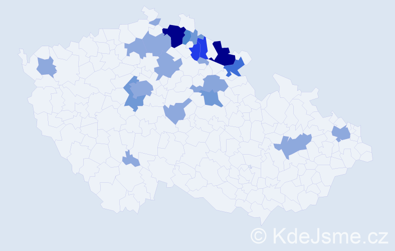 Příjmení: 'Fejklová', počet výskytů 61 v celé ČR