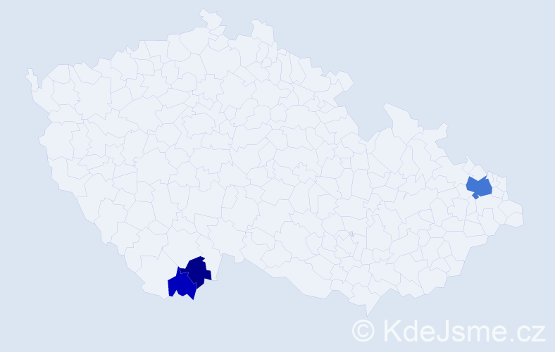 Příjmení: 'Gocal', počet výskytů 8 v celé ČR