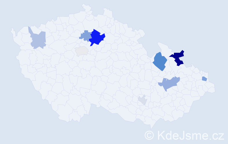 Příjmení: 'Mitterová', počet výskytů 21 v celé ČR