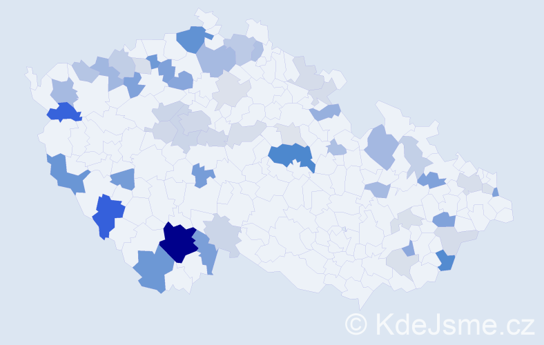 Příjmení: 'Milová', počet výskytů 142 v celé ČR