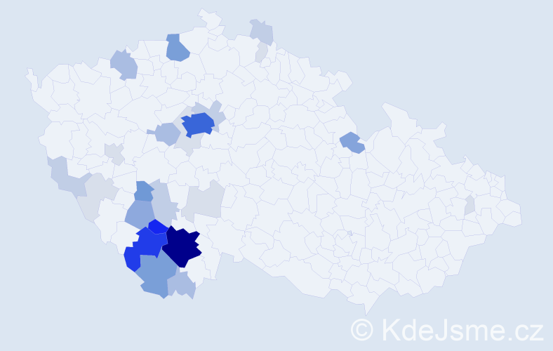 Příjmení: 'Hucek', počet výskytů 113 v celé ČR