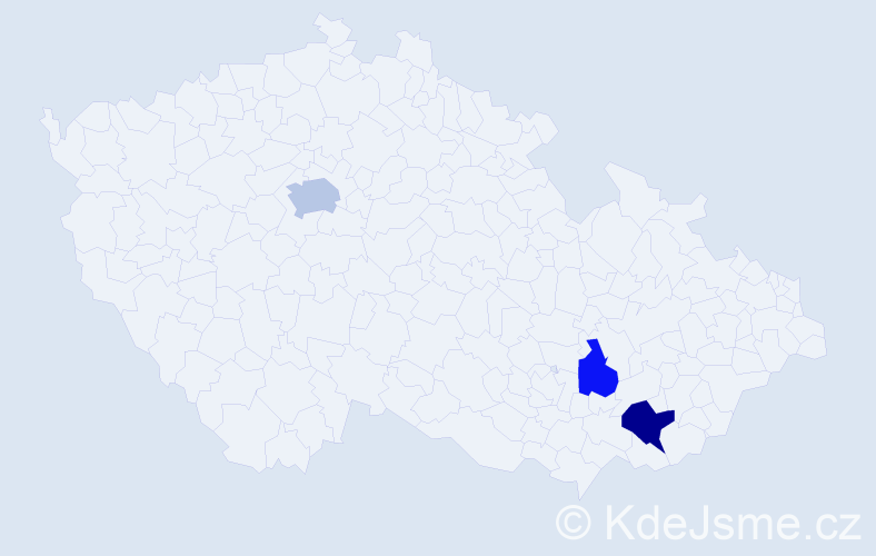 Příjmení: 'Haládiková', počet výskytů 5 v celé ČR