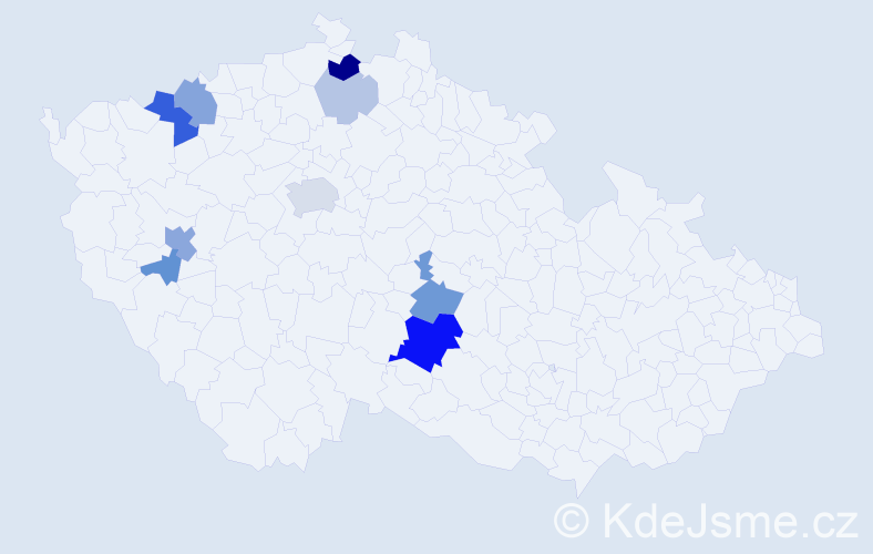 Příjmení: 'Metal', počet výskytů 26 v celé ČR