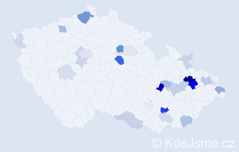 Příjmení: 'Kazimír', počet výskytů 63 v celé ČR