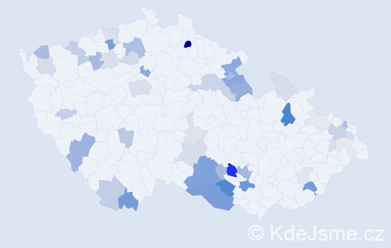 Příjmení: 'Kudera', počet výskytů 157 v celé ČR