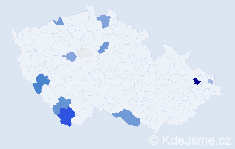 Příjmení: 'Vavra', počet výskytů 16 v celé ČR