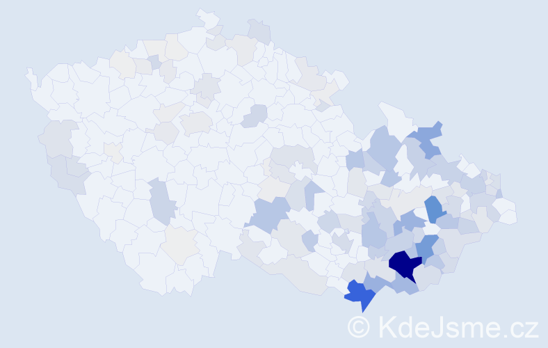 Příjmení: 'Bartošíková', počet výskytů 572 v celé ČR