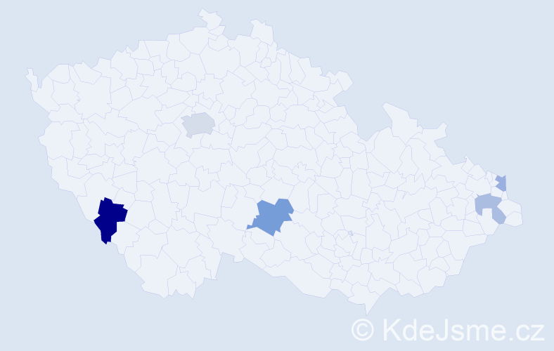 Příjmení: 'Daník', počet výskytů 9 v celé ČR