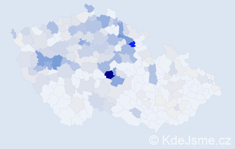 Příjmení: 'Karel', počet výskytů 887 v celé ČR