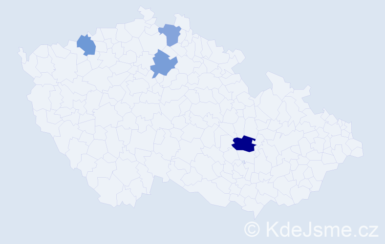Příjmení: 'Bocmanová', počet výskytů 5 v celé ČR