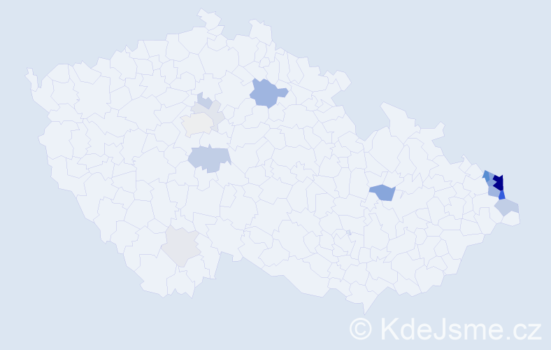 Příjmení: 'Kyjonka', počet výskytů 60 v celé ČR