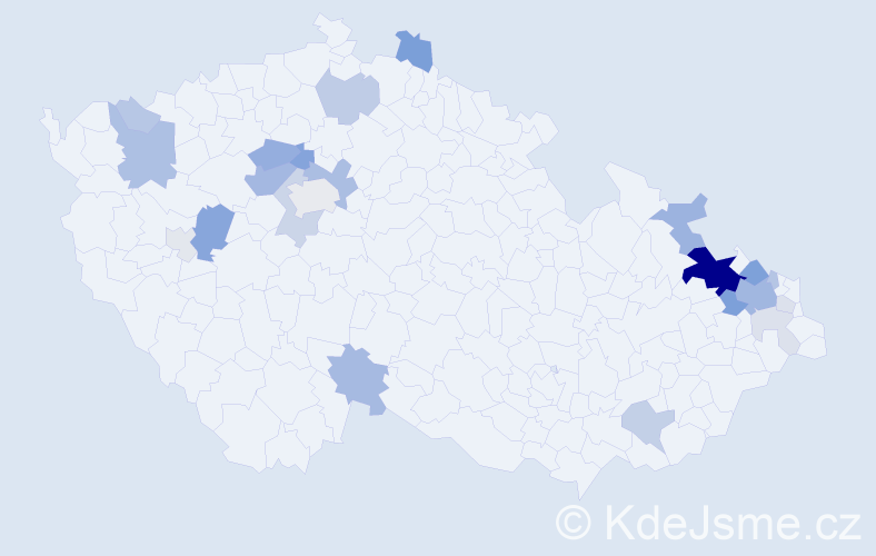 Příjmení: 'Kukelka', počet výskytů 74 v celé ČR