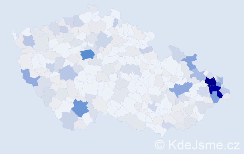 Příjmení: 'Kubalová', počet výskytů 840 v celé ČR