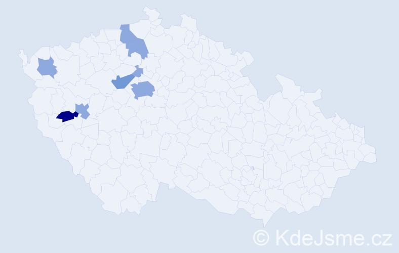 Příjmení: 'Vávrovec', počet výskytů 14 v celé ČR