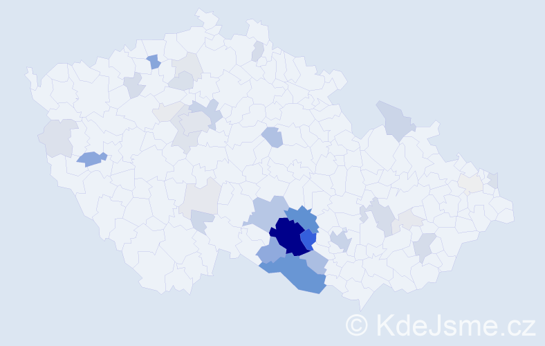 Příjmení: 'Mrňa', počet výskytů 148 v celé ČR