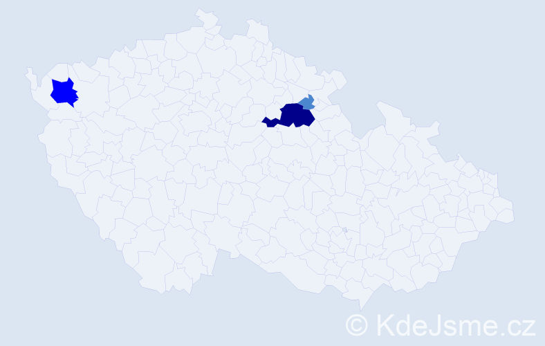 Příjmení: 'Králičová', počet výskytů 13 v celé ČR