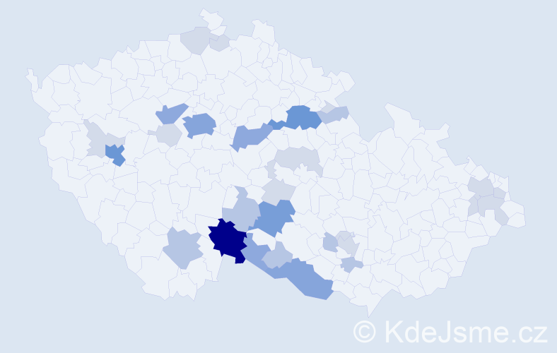 Příjmení: 'Krafka', počet výskytů 76 v celé ČR