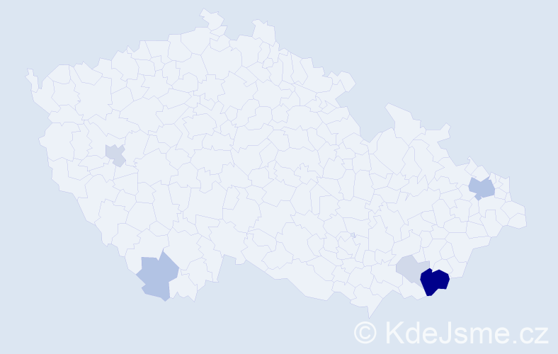 Příjmení: 'Slabiňáková', počet výskytů 22 v celé ČR