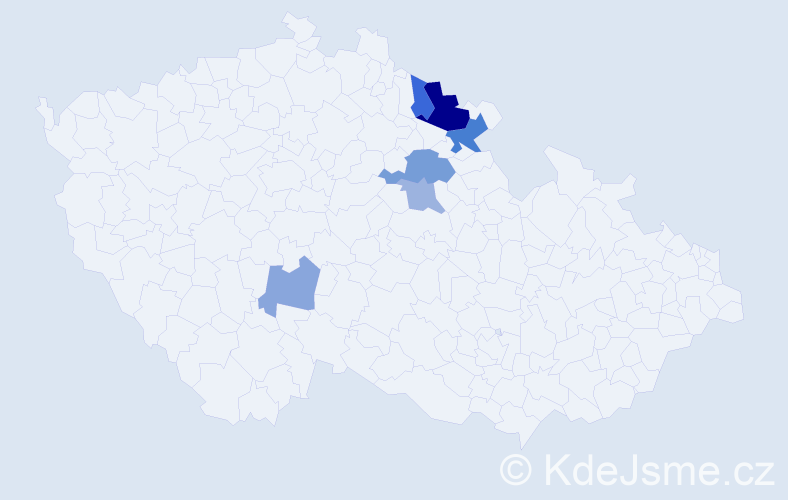 Příjmení: 'Rejdák', počet výskytů 11 v celé ČR