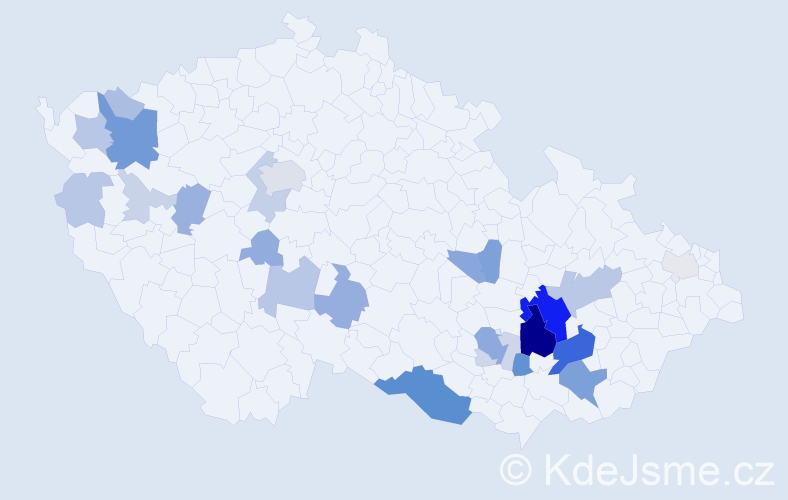 Příjmení: 'Kapounková', počet výskytů 97 v celé ČR