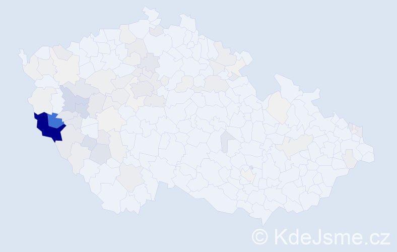 Příjmení: 'Váchal', počet výskytů 350 v celé ČR