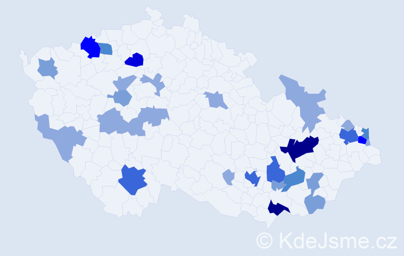 Příjmení: 'Kovárová', počet výskytů 79 v celé ČR