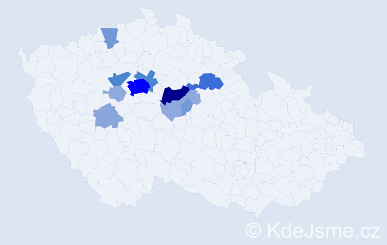 Příjmení: 'Vrkota', počet výskytů 43 v celé ČR