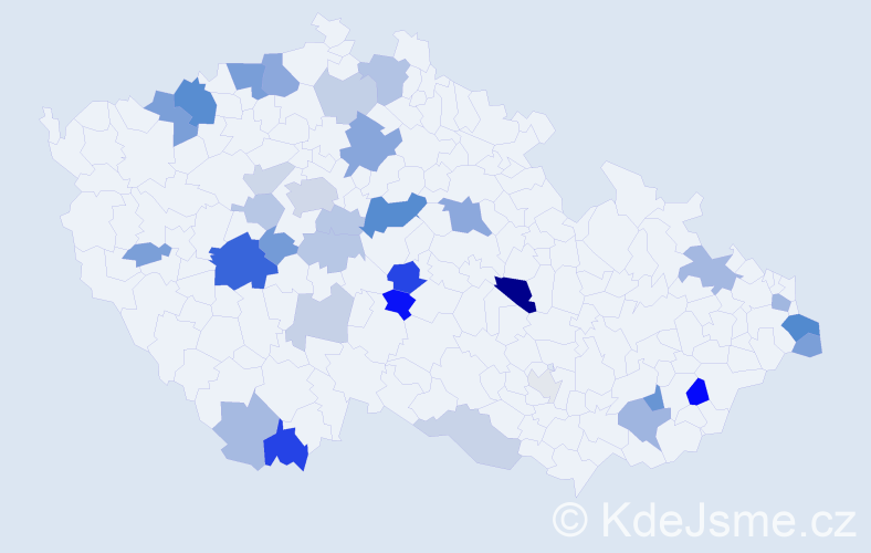 Příjmení: 'Zvolenská', počet výskytů 75 v celé ČR