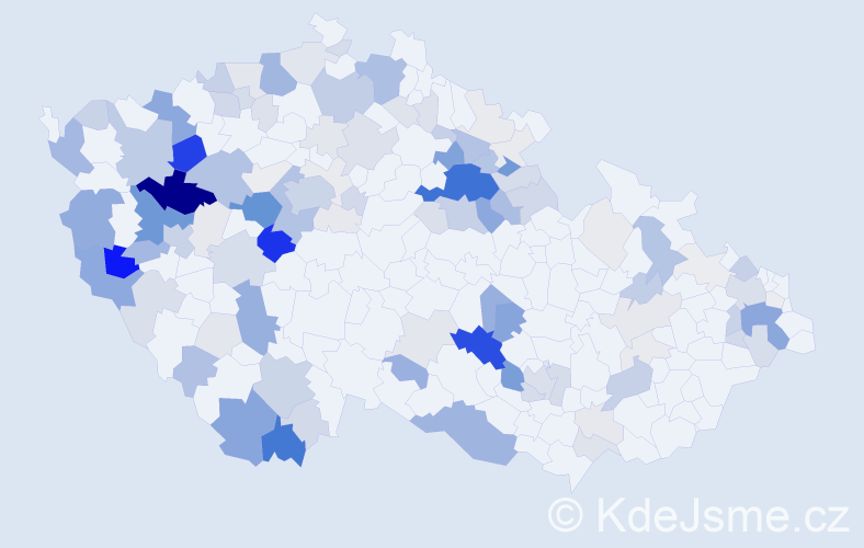 Příjmení: 'Koza', počet výskytů 480 v celé ČR