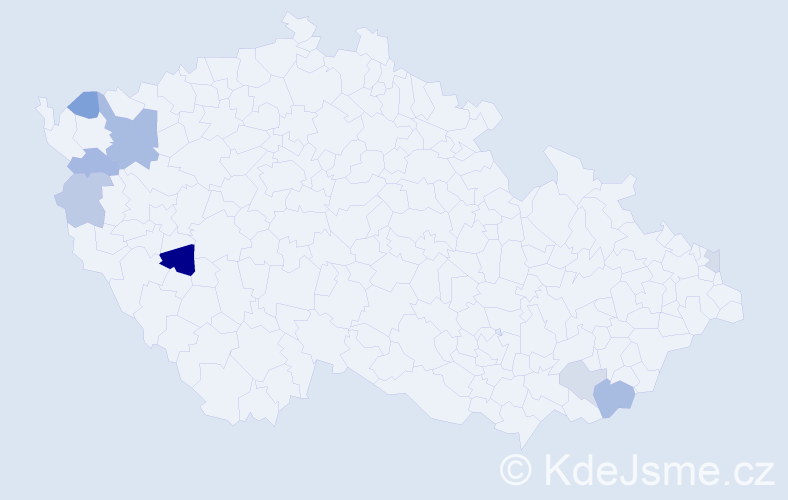 Příjmení: 'Kondel', počet výskytů 13 v celé ČR