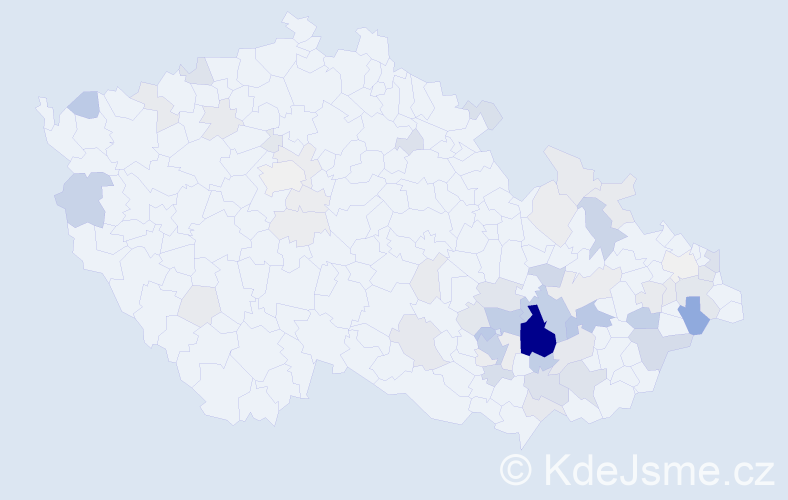 Příjmení: 'Čtvrtníček', počet výskytů 206 v celé ČR