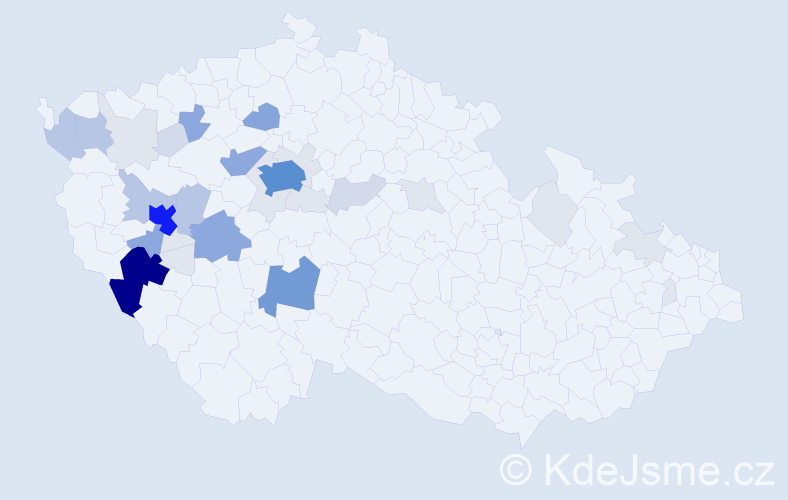 Příjmení: 'Klasnová', počet výskytů 151 v celé ČR