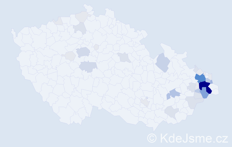 Příjmení: 'Biolek', počet výskytů 139 v celé ČR
