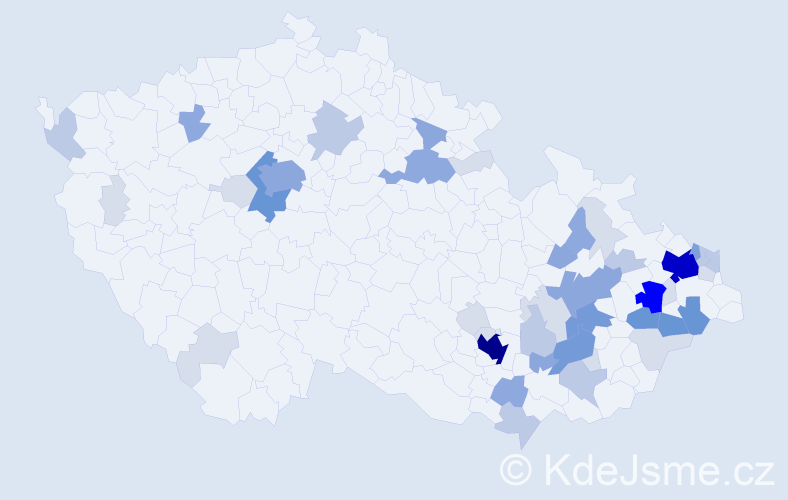 Příjmení: 'Knapek', počet výskytů 156 v celé ČR