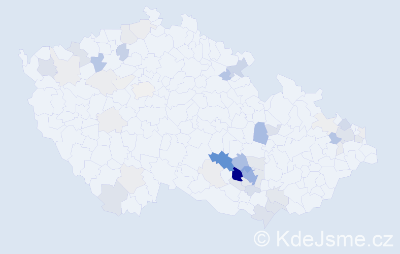 Příjmení: 'Hotárek', počet výskytů 190 v celé ČR