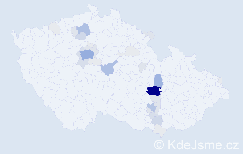 Příjmení: 'Bohatec', počet výskytů 136 v celé ČR