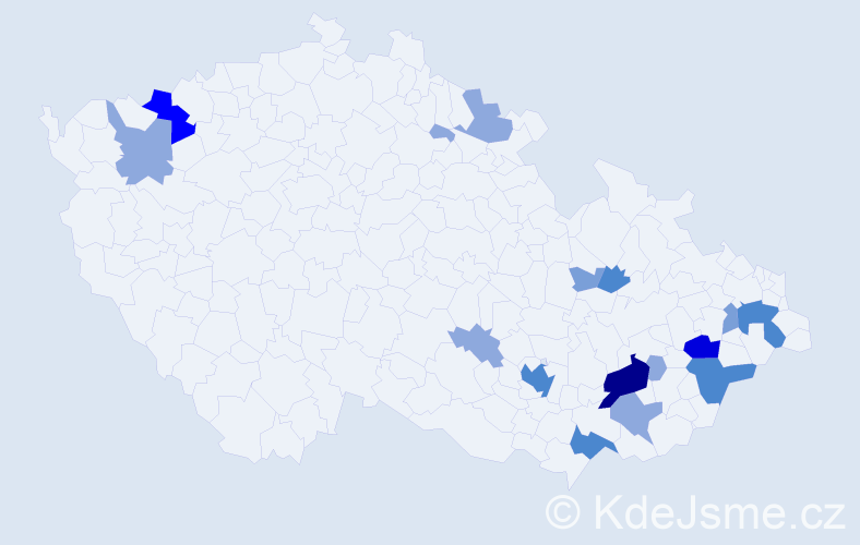 Příjmení: 'Bazalka', počet výskytů 43 v celé ČR