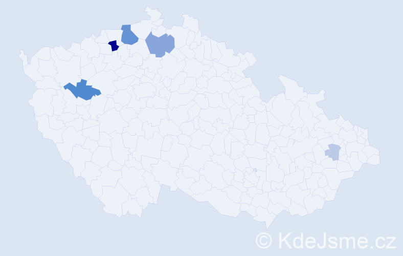 Příjmení: 'Kmetzová', počet výskytů 17 v celé ČR