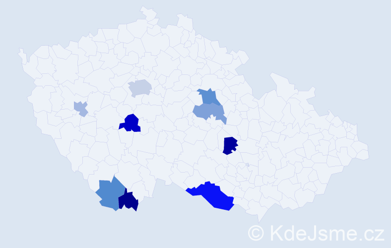 Příjmení: 'Gerbel', počet výskytů 14 v celé ČR
