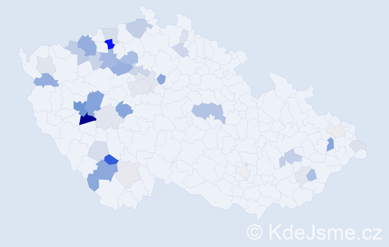 Příjmení: 'Dortová', počet výskytů 103 v celé ČR