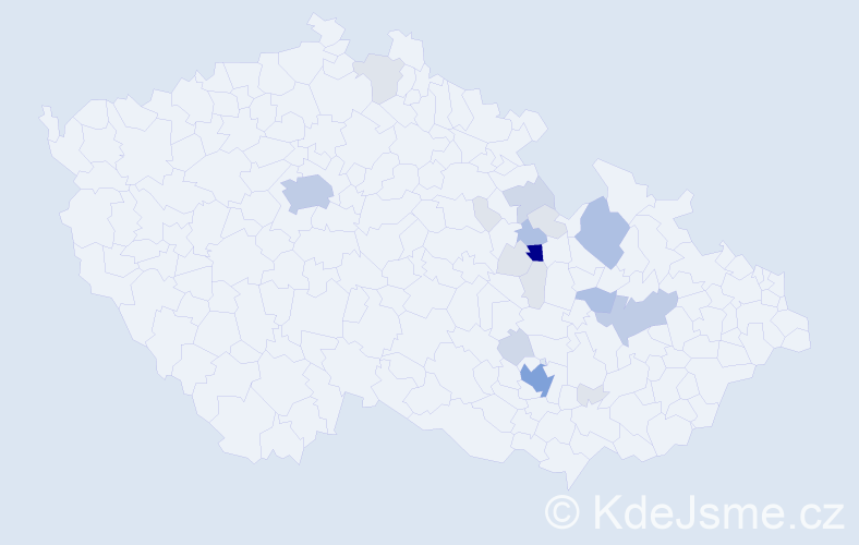 Příjmení: 'Klaclová', počet výskytů 66 v celé ČR