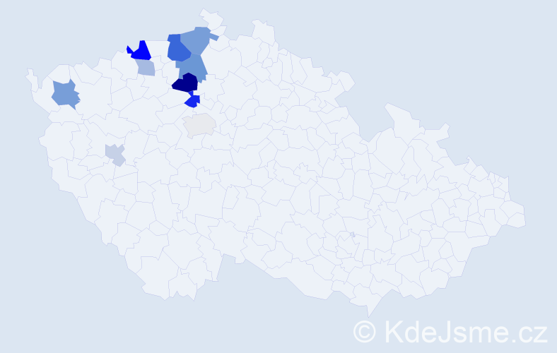Příjmení: 'Honzajková', počet výskytů 22 v celé ČR