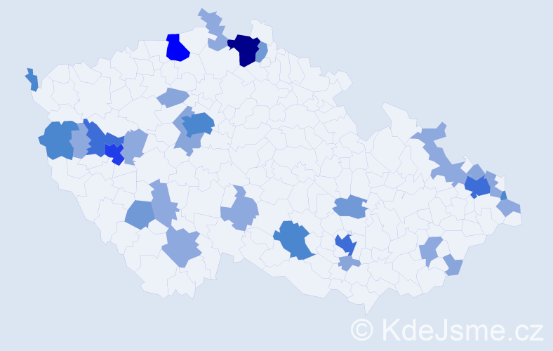 Příjmení: 'Červeň', počet výskytů 93 v celé ČR