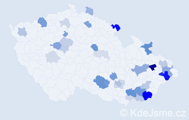 Příjmení: 'Korčeková', počet výskytů 112 v celé ČR