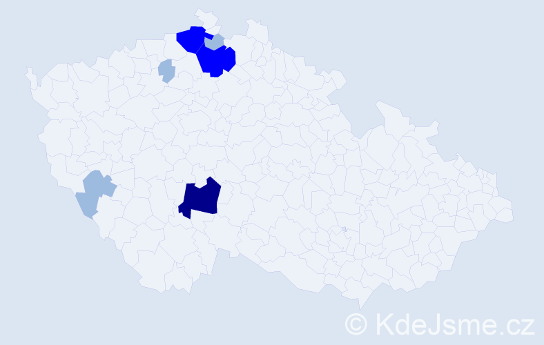 Příjmení: 'Kleinpeter', počet výskytů 13 v celé ČR