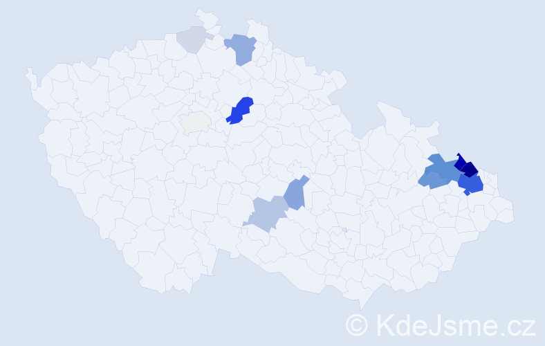 Příjmení: 'Barč', počet výskytů 59 v celé ČR