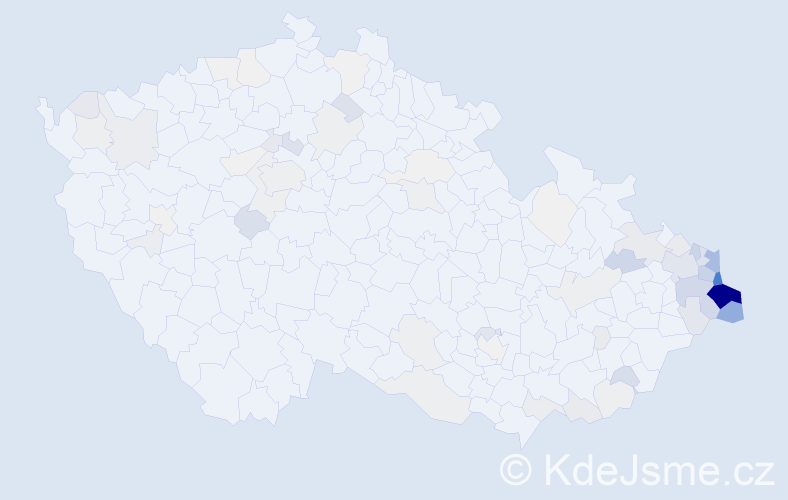 Příjmení: 'Wojnar', počet výskytů 402 v celé ČR