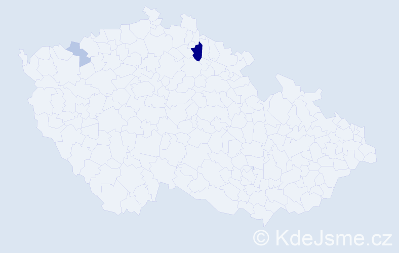 Příjmení: 'Kubán', počet výskytů 6 v celé ČR