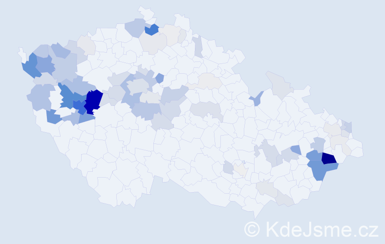 Příjmení: 'Baslová', počet výskytů 288 v celé ČR