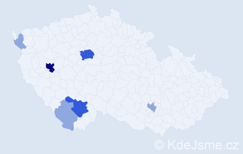 Příjmení: 'Dirnová', počet výskytů 18 v celé ČR